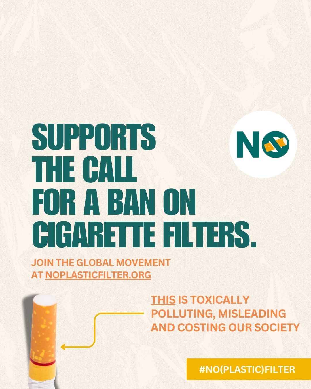 Supports the call for a ban on cigarette filters V2